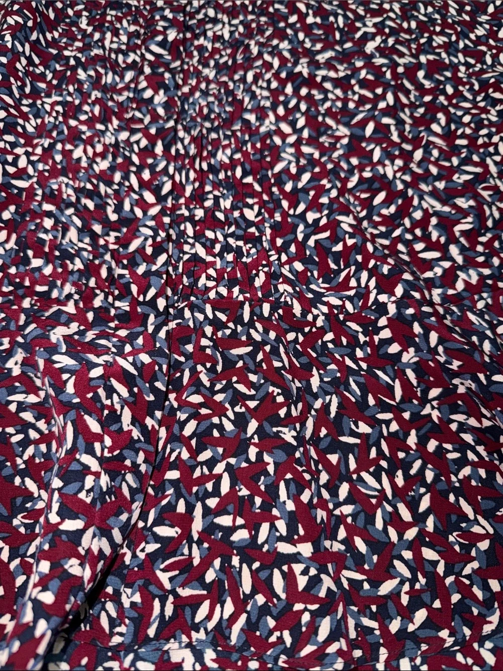 Tory Burch Red Agote Confetti Silk Navy & Burgundy Printed Midi Dress • Like NEW